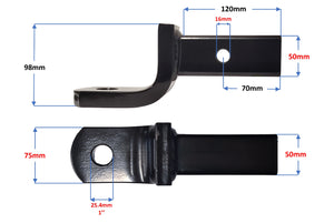 Towball mount, 3500kg, 98mm drop, 120mm ball to pin