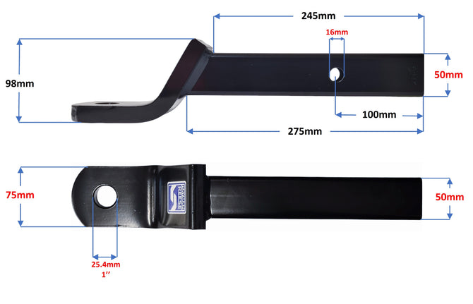 Towball mount, 3500kg, 98mm drop, 245mm ball to pin