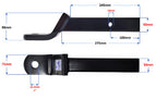 Dimensioned side and top views of Hayman Reese 65110 towball mount with 245 mm shank