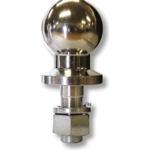 CM Trailer Parts 2-5/16 inch chrome tow ball with a 1 inch threaded shank, nut and washer
