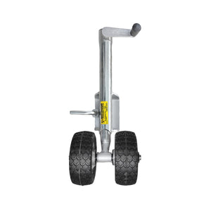 Christine Products galvanised sidewind jockey wheel with 190mm twin wheels and a bolt-on bracket