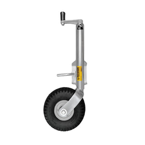 Christine Products galvanised bolt-on jockey wheel rated to 400kg with a 245 x 90mm alloy wheel and pneumatic tyre