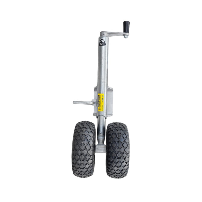 Christine Products galvanised bolt-on jockey wheel rated to 500kg with 245 x 90mm alloy twin wheels