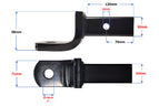 Dimensioned side and top views of Hayman Reese 65111 towball mount with 120 mm shank