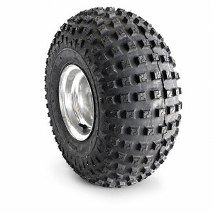 8 x 7 inch galvanised trailer rim fitted with a 22/11 x 8 tubeless knobby tyre