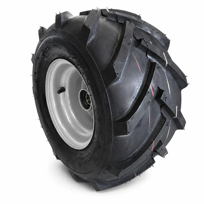 8 x 7 inch painted silver trailer rim fitted with an 18/950 x 8 Directional Trac tyre and 25mm bearing