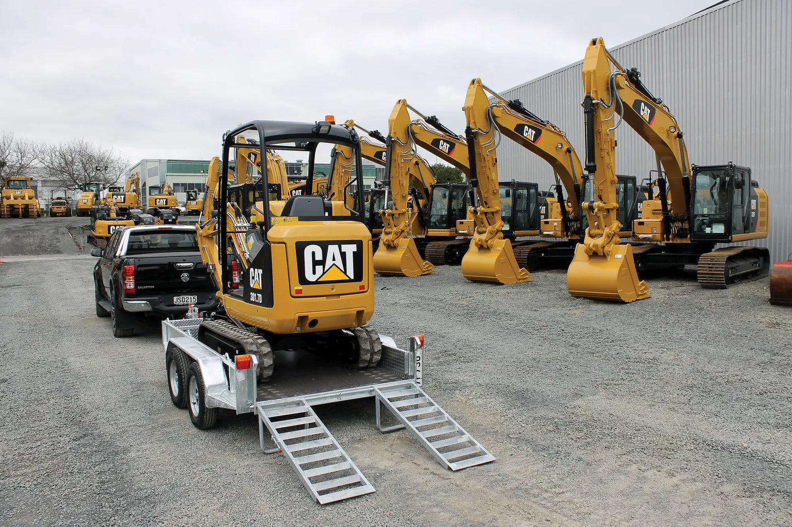 GT digger trailer towing an excavator on New Zealand roads