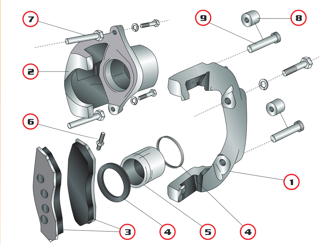 Trojan Hydraulic Disc Brake Caliper — Parts Diagram