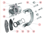 Trojan hydraulic disc brake caliper exploded parts diagram (high resolution)